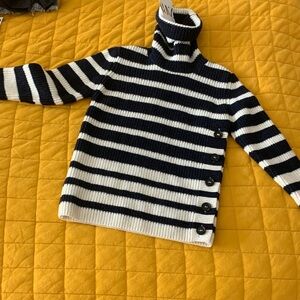 Zara Black and White Striped Turtleneck